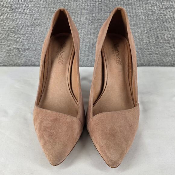 MADEWELL WOMEN'S MIRA MIDI TAN ROSE LEATHER BEIGE SUEDE 4" HEEL PUMPS SIZE 8.5 - Picture 3 of 12